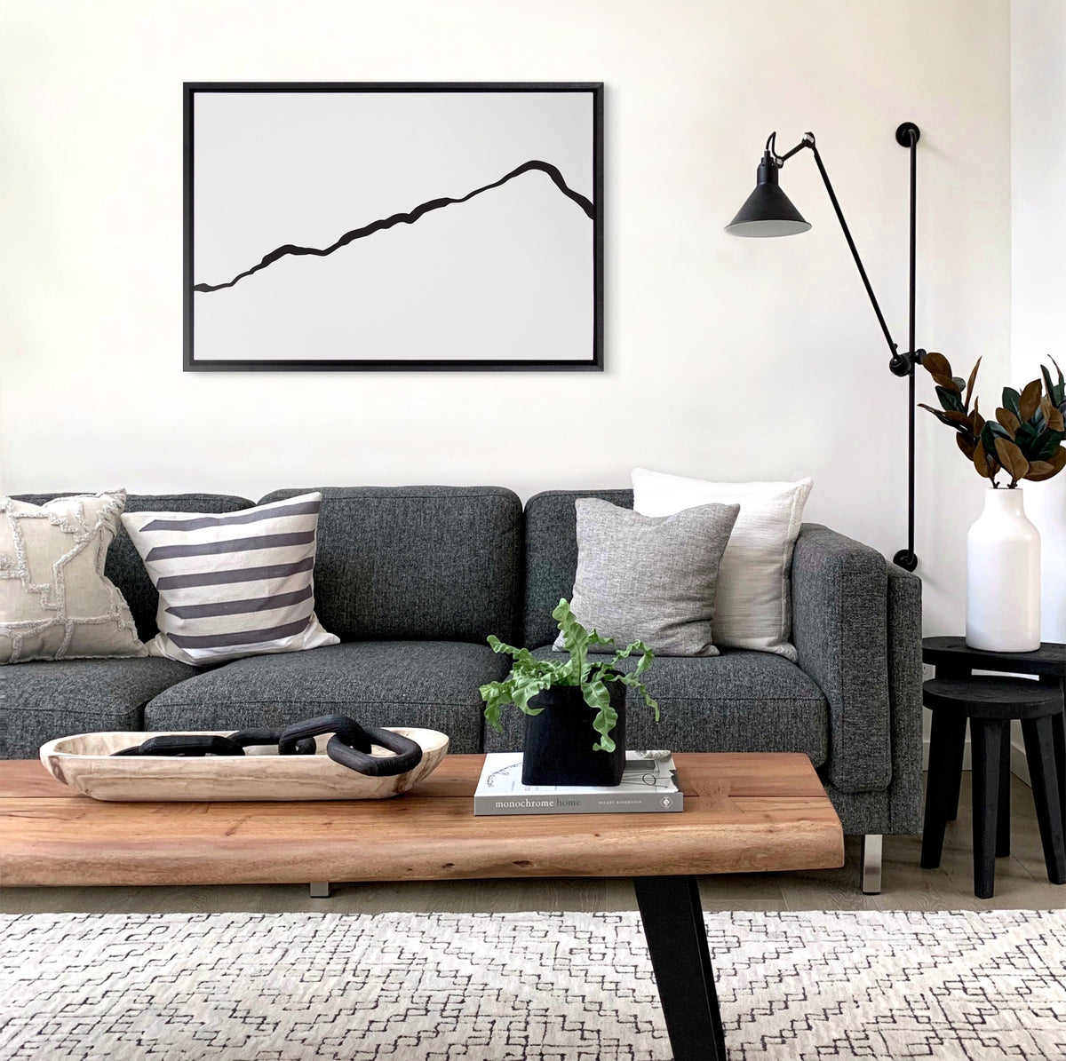 Sylvie Elevated Abstract Minimalist Mountain Landscape Framed Canvas by The Creative Bunch Studio