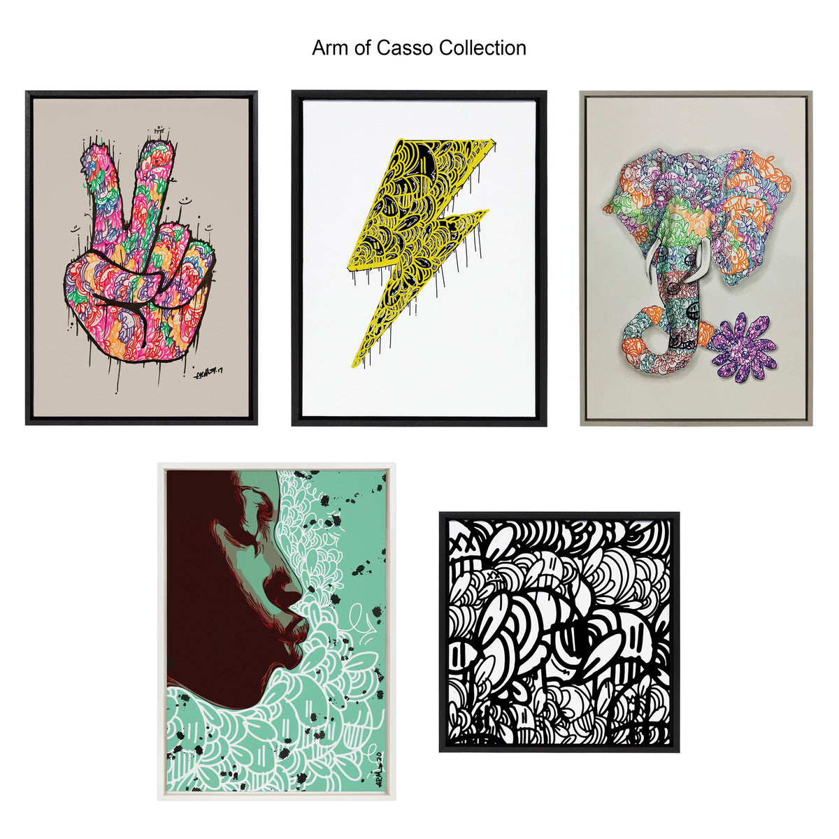 Sylvie Peace Sign Framed Canvas by Arm of Casso
