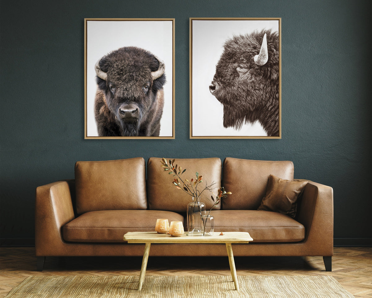 Sylvie Bison Profile Framed Canvas by Amy Peterson Art Studio