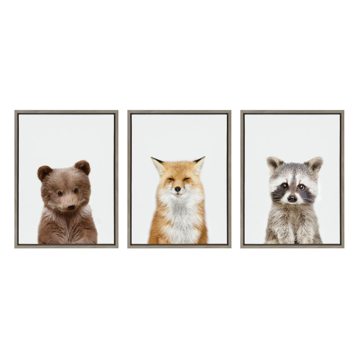 Sylvie Studio Bear, Studio Fox and Studio Raccoon Framed Canvas by Amy Peterson Art Studio