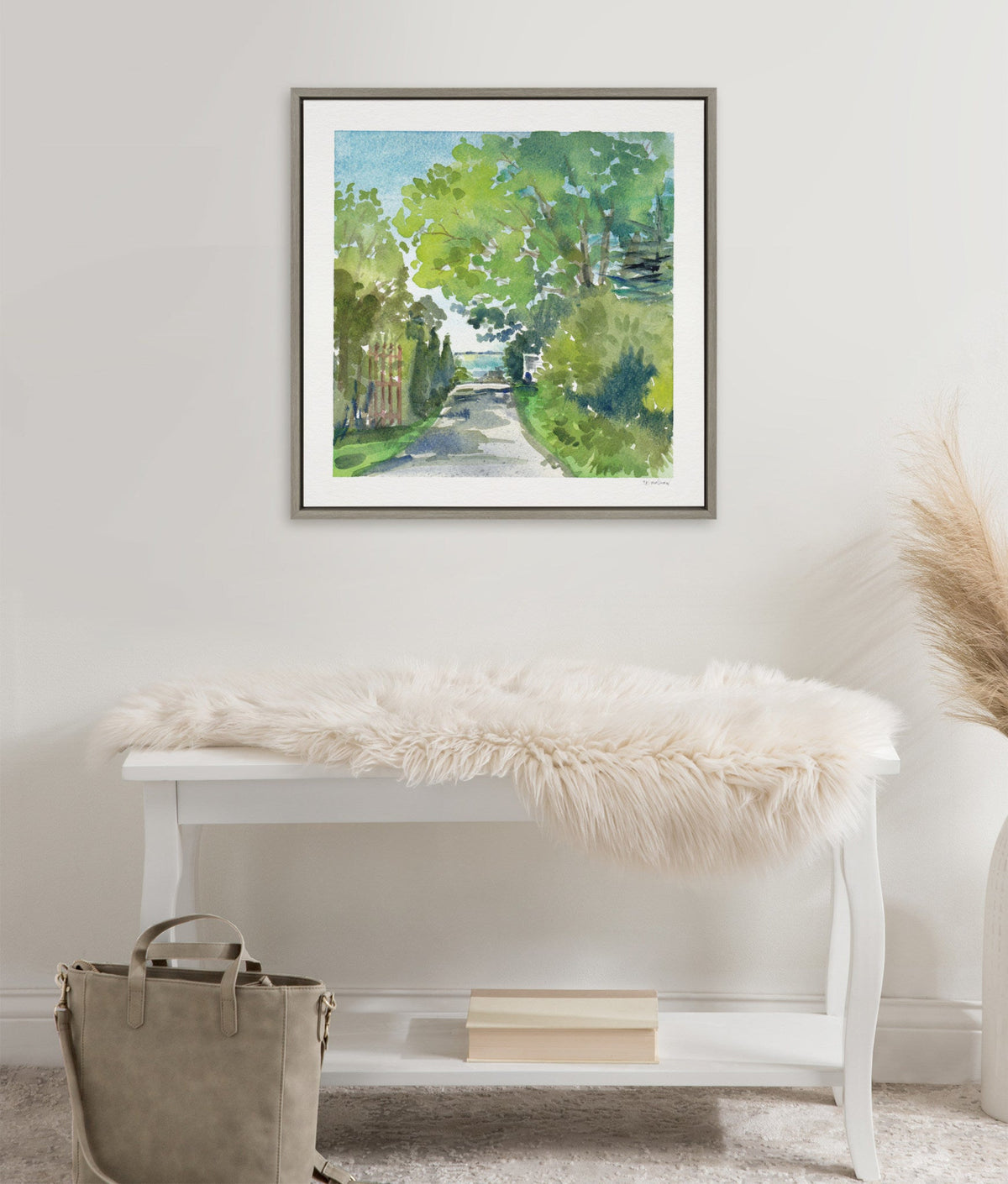 Sylvie The Lane and Sea Framed Canvas by Patricia Shaw