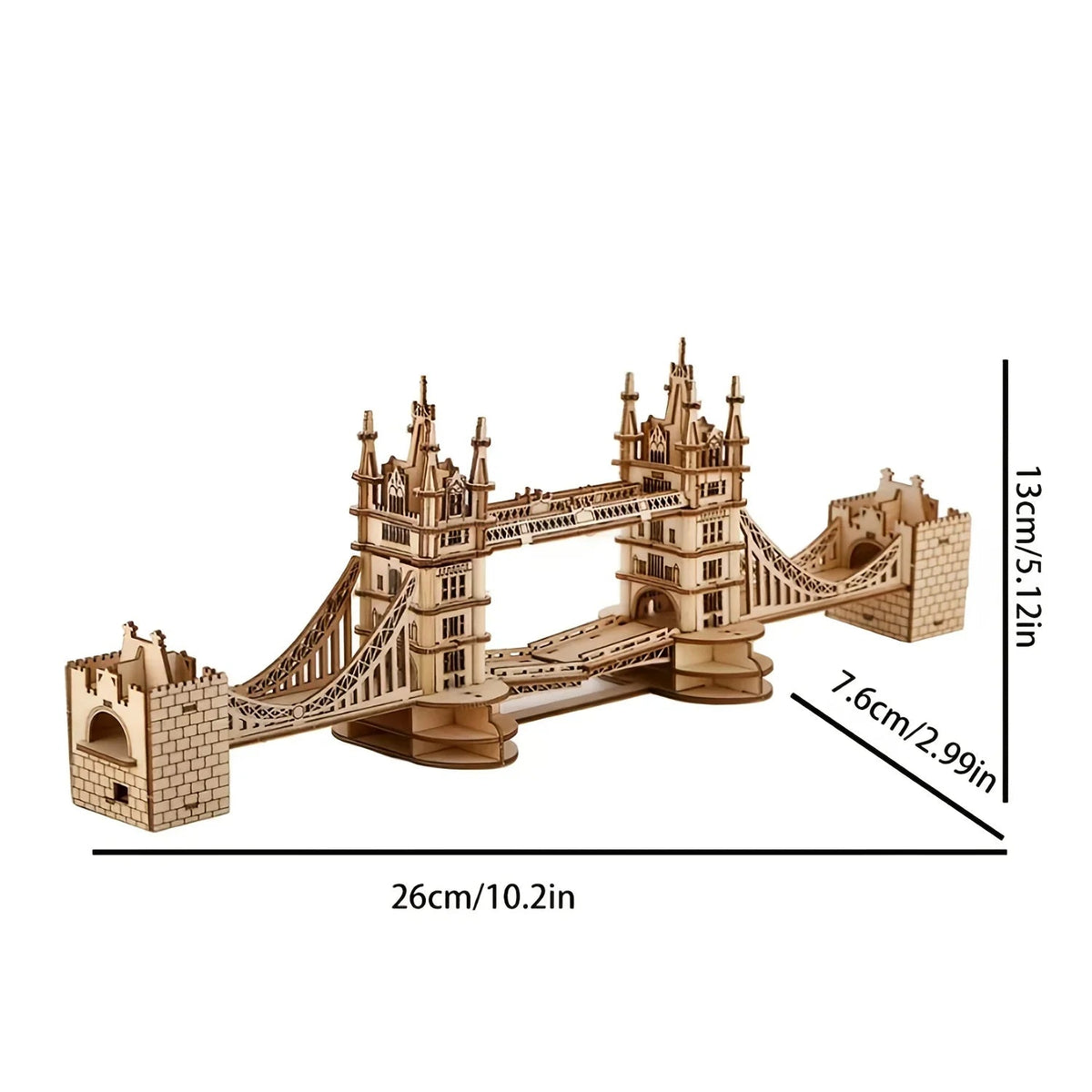 Wooden 3D London Bridge Puzzle Model with Interlocking Pieces