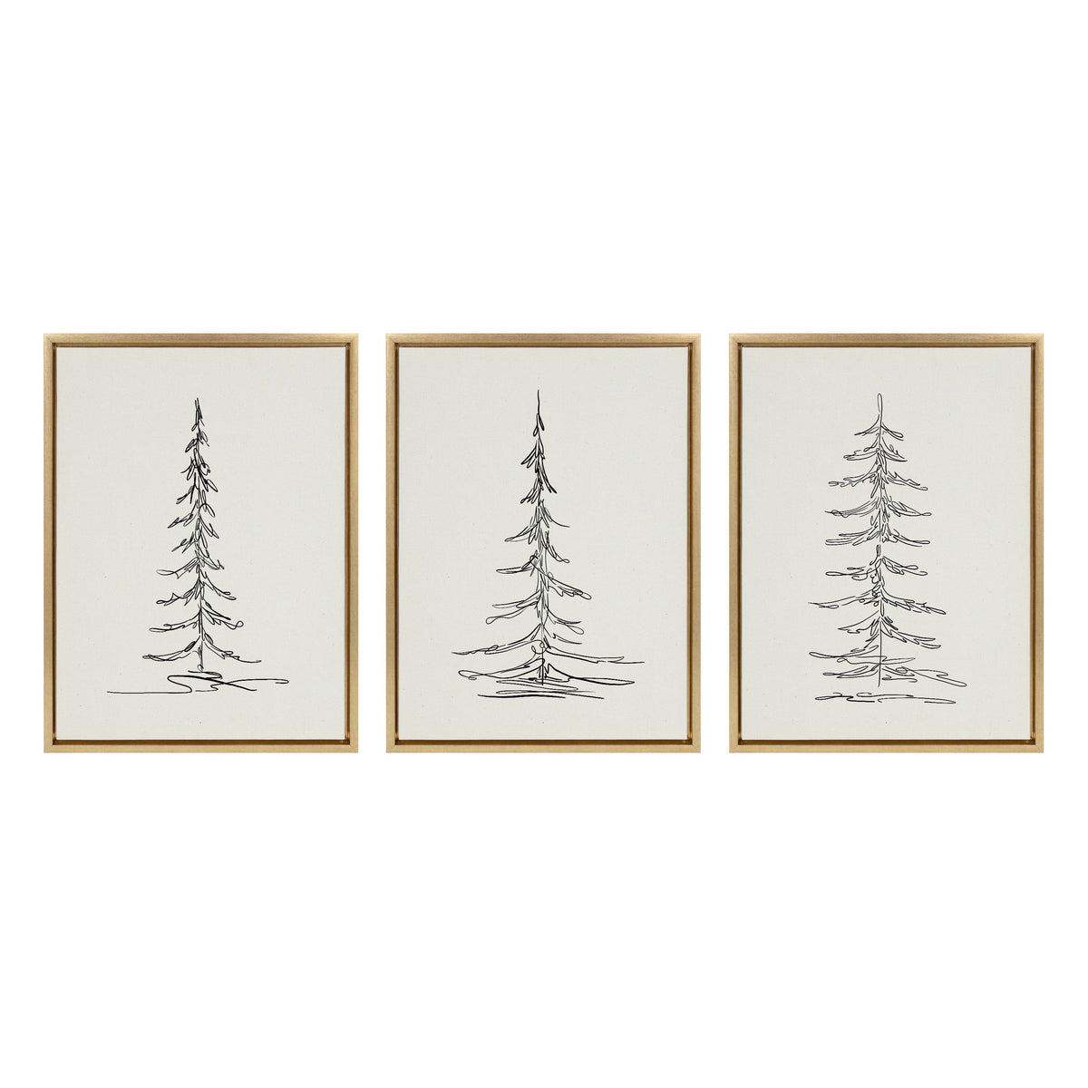 Sylvie Minimalist Evergreen Trees Framed Canvas Set by The Creative Bunch Studio
