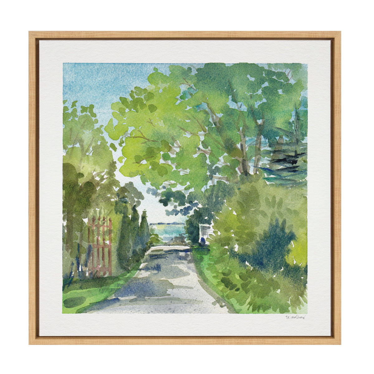 Sylvie The Lane and Sea Framed Canvas by Patricia Shaw