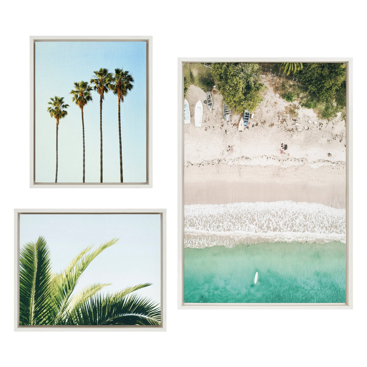 Sylvie Tropical Beach Framed Canvas Set