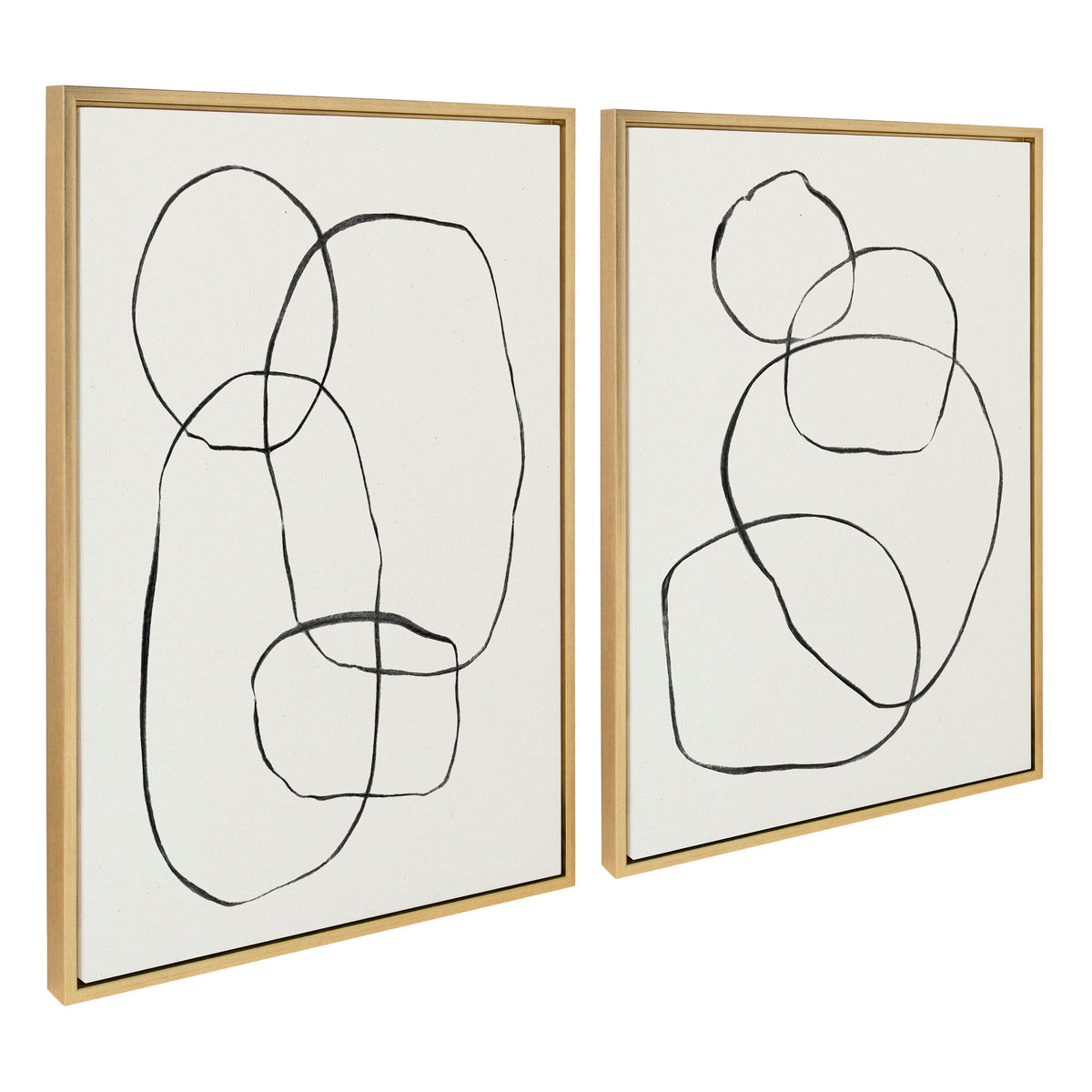 Sylvie Going in Circles Framed Textured Canvas Set by Teju Reval
