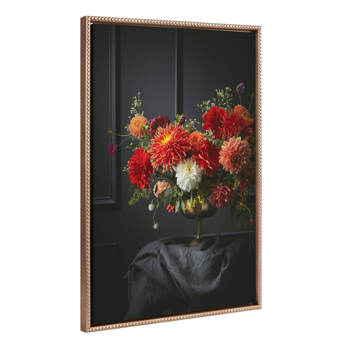 Sylvie Beaded Floral Study Black Offset Framed Canvas by Emiko and Mark Franzen of F2Images
