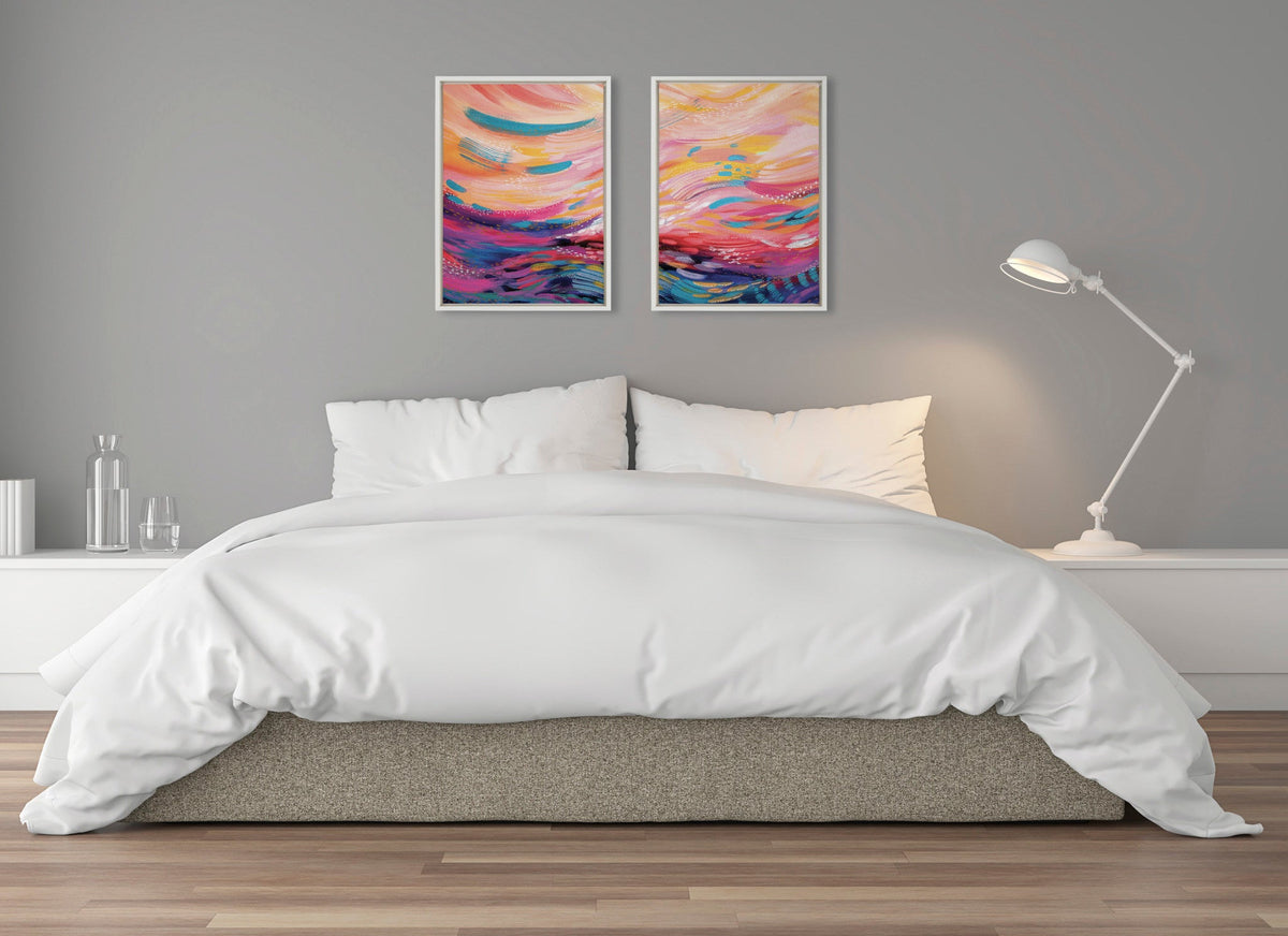 Sylvie Brush Strokes 90 Framed Canvas Set by Jessi Raulet of Ettavee