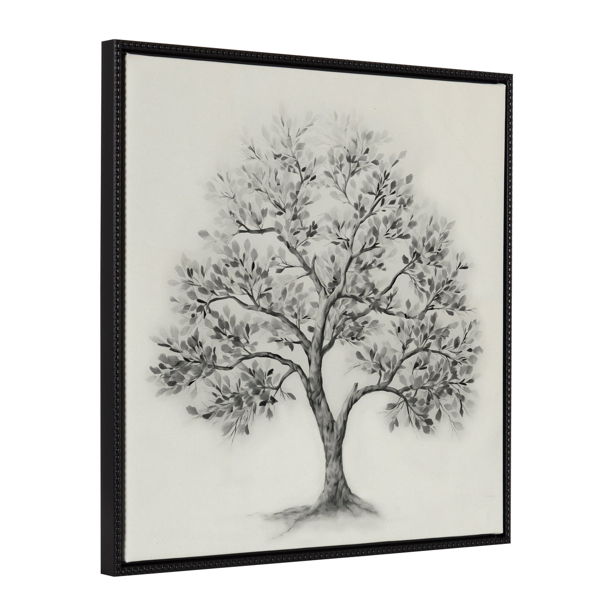 Sylvie Traditional Tree Linen Textured Framed Canvas by The Creative Bunch Studio