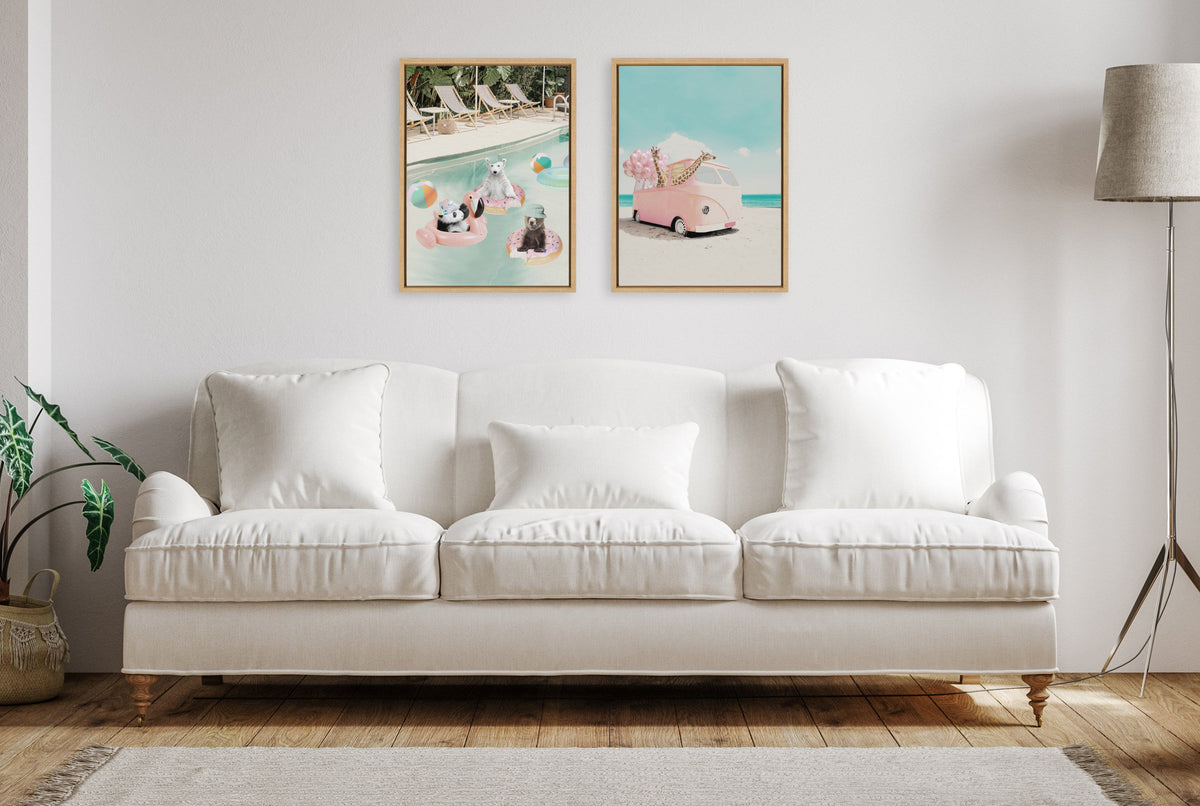 Sylvie Pink Van Framed Canvas by July Art Prints