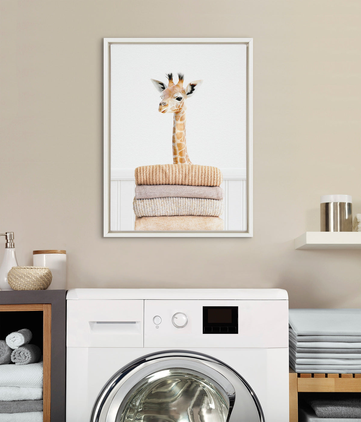 Sylvie Fold Giraffe Framed Canvas by Amy Peterson Art Studio