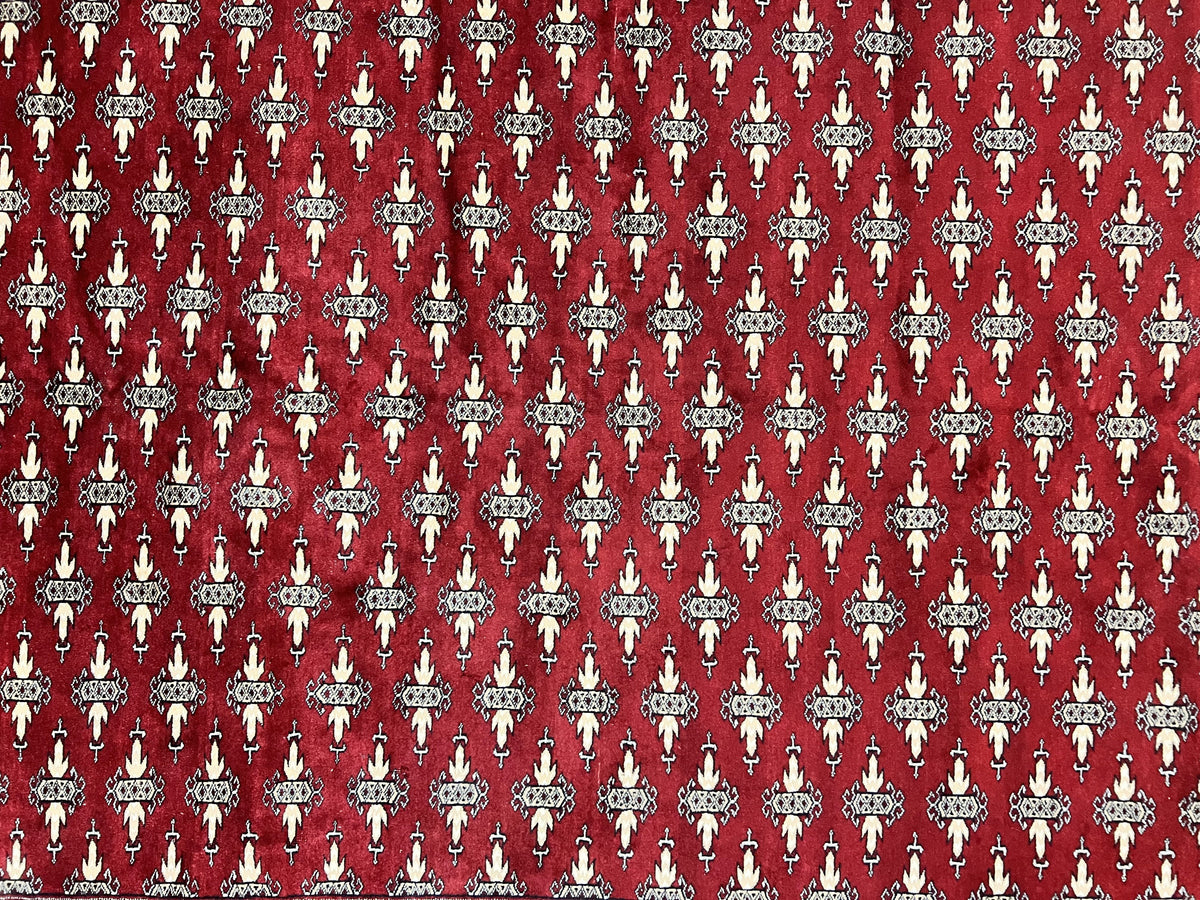 Pakistani Turkoman Bokhara Rug 6x9, Fine Wool Vintage Hand Knotted Handmade Yamud Oriental Carpet 6 x 9, Red Turkoman Rug, Tribal Rug - Jewel Rugs, view 4