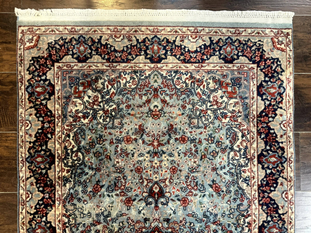 Indo Persian Kerman Rug 3x5, Light Blue, Floral Medallion - Jewel Rugs, view 4