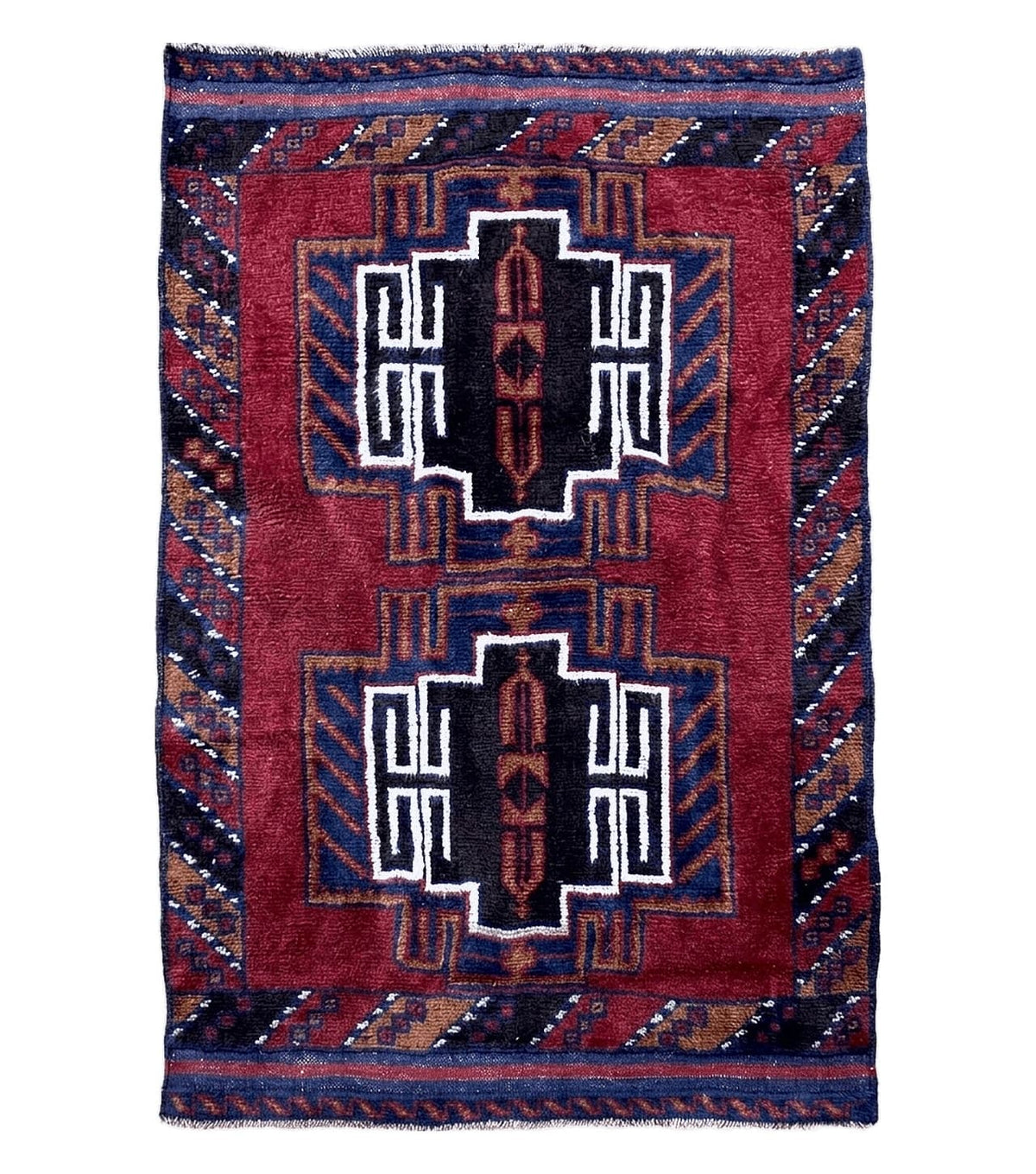3 X 5 Vintage Handmade Tribal Wool Rug Balouchi Rug Afghan Rug Red Beige Nice - Jewel Rugs