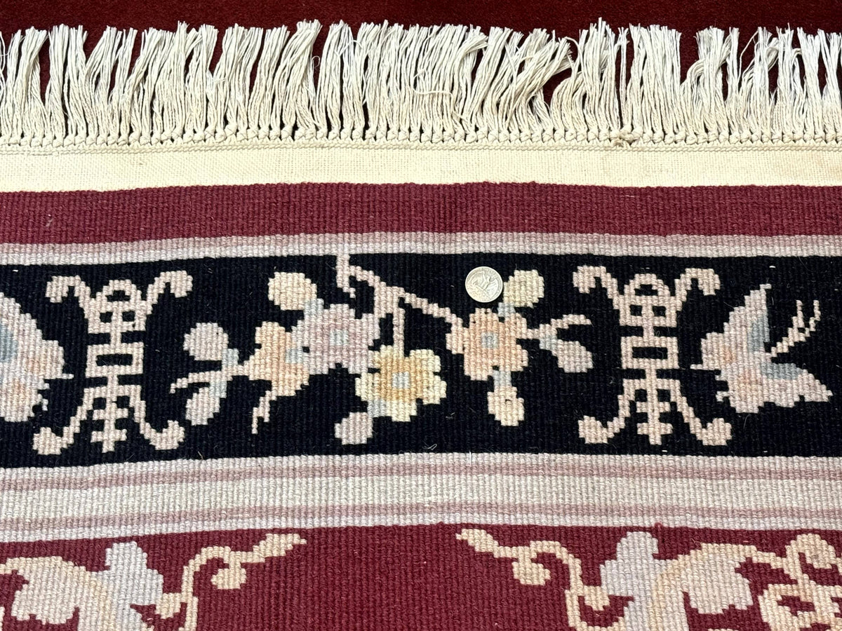 Dark Red Chinese Wool Rug 4x6, Chinese 90 Line Rug, Carving Rug, Handmade, Pair B - Jewel Rugs, view 11