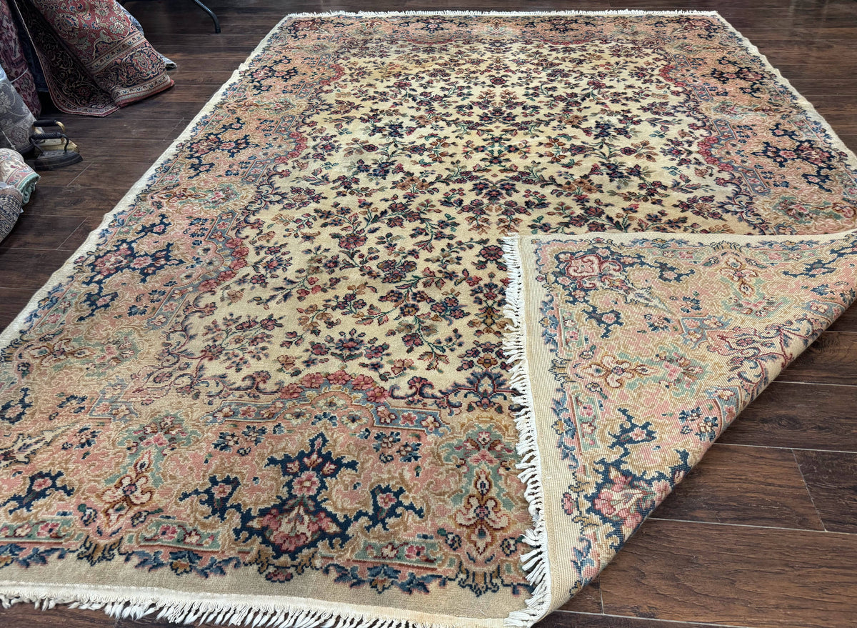 Antique Karastan Rug 8.8 x 12 Lanamar Floral Ivory Kirman Wool Discontinued - Jewel Rugs, view 11