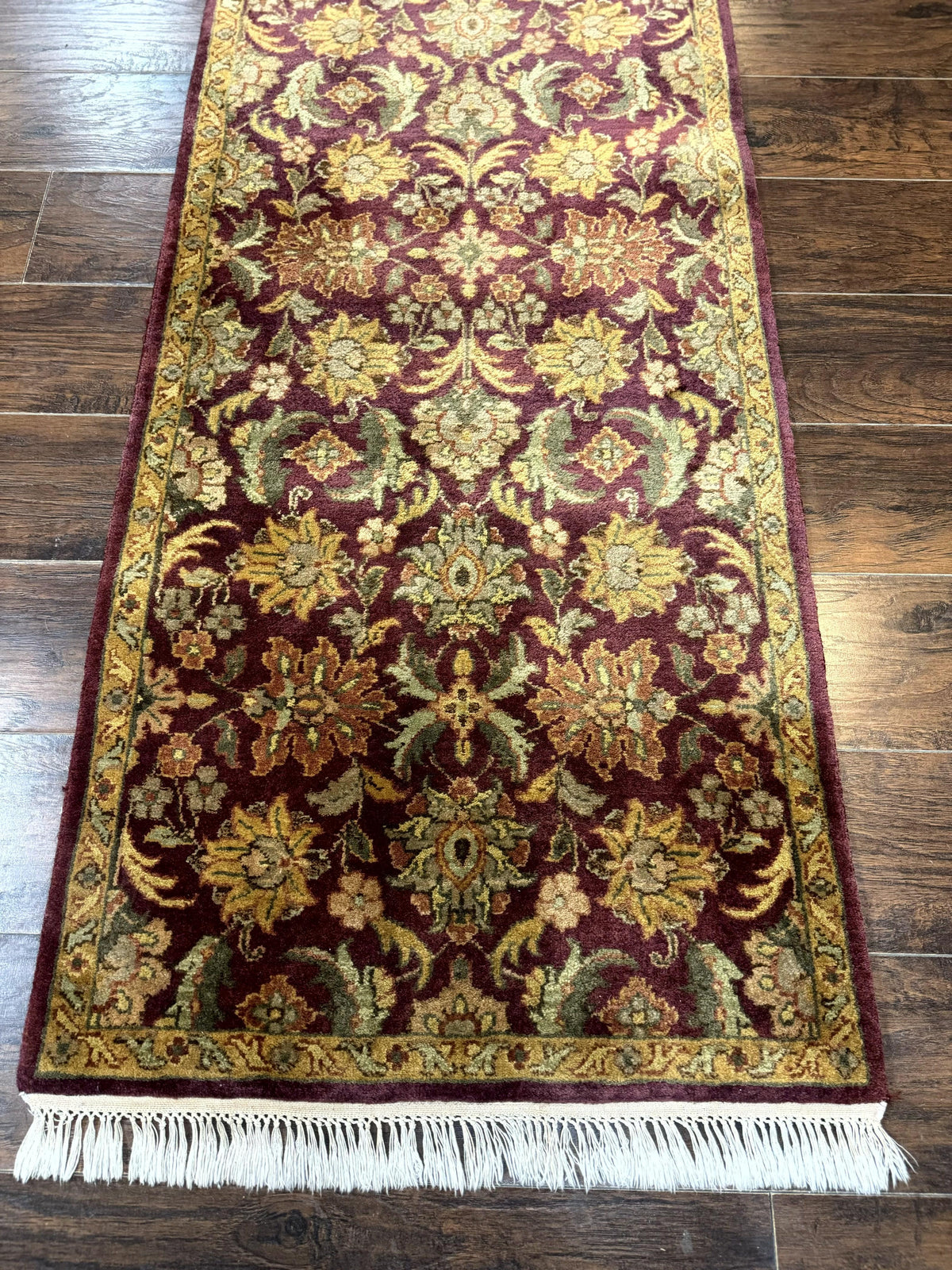 Indian Agra Runner Rug 2.6 x 17.5, Long Runner Rug for Hallway, Floral Handmade - Jewel Rugs, view 8