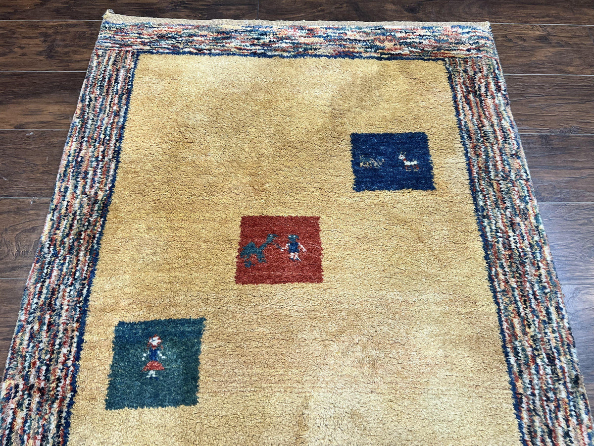 Indo Gabbeh Rug 3.7 x 5, Tribal Rug, Boho Rug, Wool Handmade Carpet - Jewel Rugs, view 3