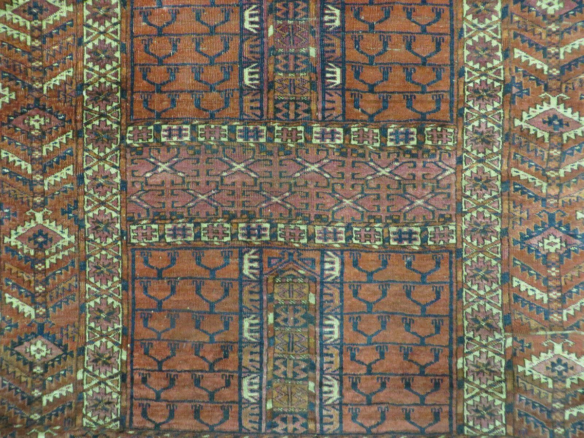 Antique Turkoman Ensi Wool Rug 4x5 - Jewel Rugs, view 4