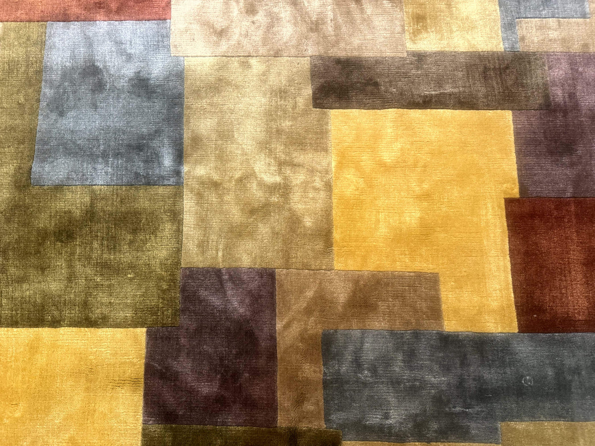 Modern Tibetan Wool Rug 8x10, Multicolor, Thick Pile, Contemporary, Nepali, Handmade - Jewel Rugs, view 5