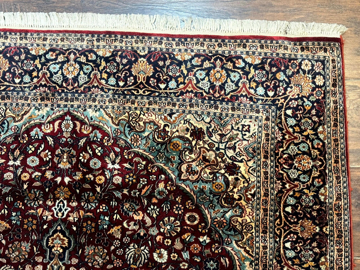 4x6 Silk Rug, Very Fine 650 KPSI, Silk Persian Carpet, Red, Floral Medallion, Sino Persian - Jewel Rugs, view 7
