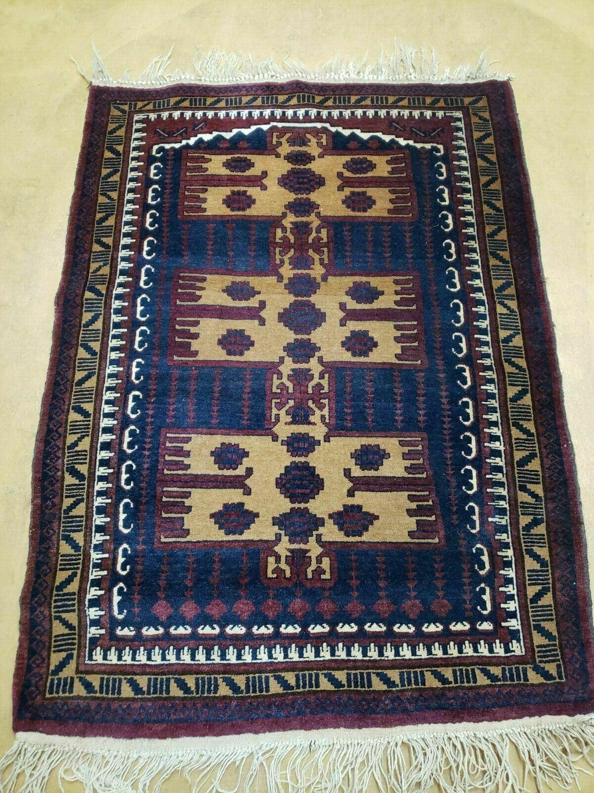 3' X 4' Vintage Handmade Balouchi Balouch Tribal Wool Rug Nice - Jewel Rugs, view 12