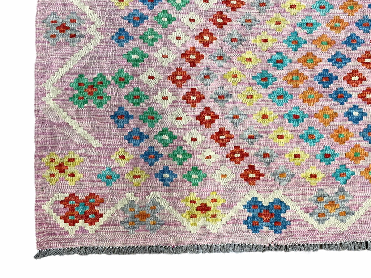 Pink Kilim Rug 6x8 Colorful Turkish Kilim Rug 6 x 8 Flat Weave Kilim Playful Kilim Multicolor Anatolian Chobi New Kilim - Jewel Rugs, view 10