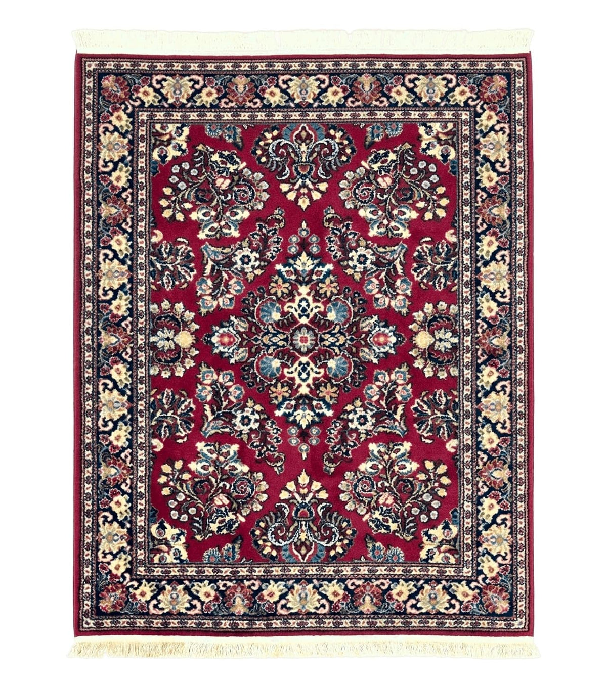 Karastan Rug 4.6 x 6 Lanamar Sarouk #5528, Red Wool Karastan Oriental Carpet, Discontinued, Antique, Wool Pile - Jewel Rugs