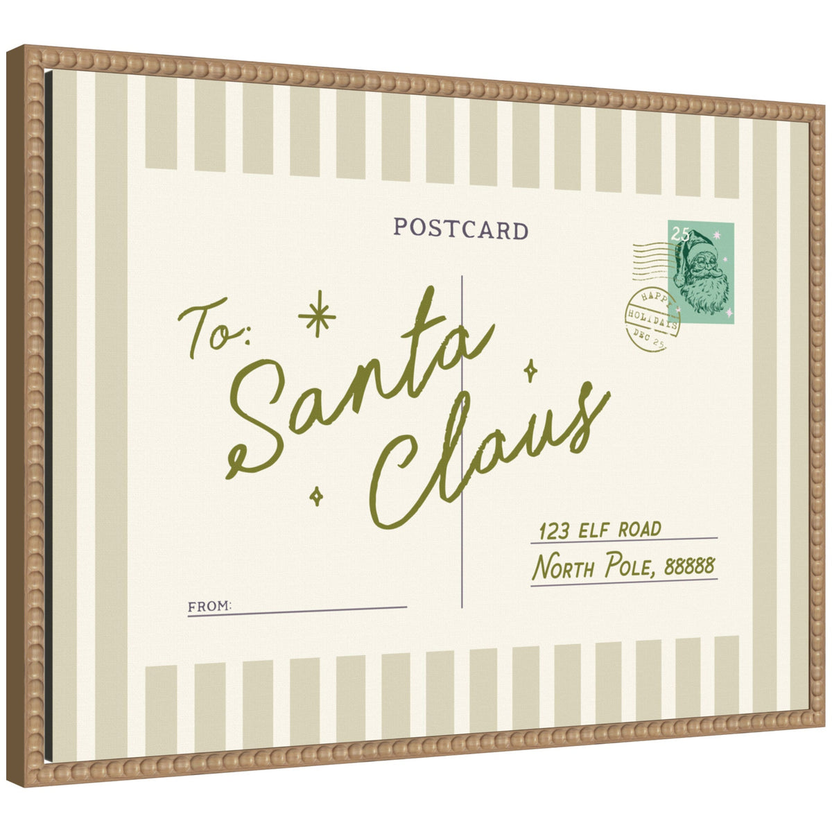 Vintage Postcard to Santa by Lucky Guava Framed Canvas Wall Art Print
