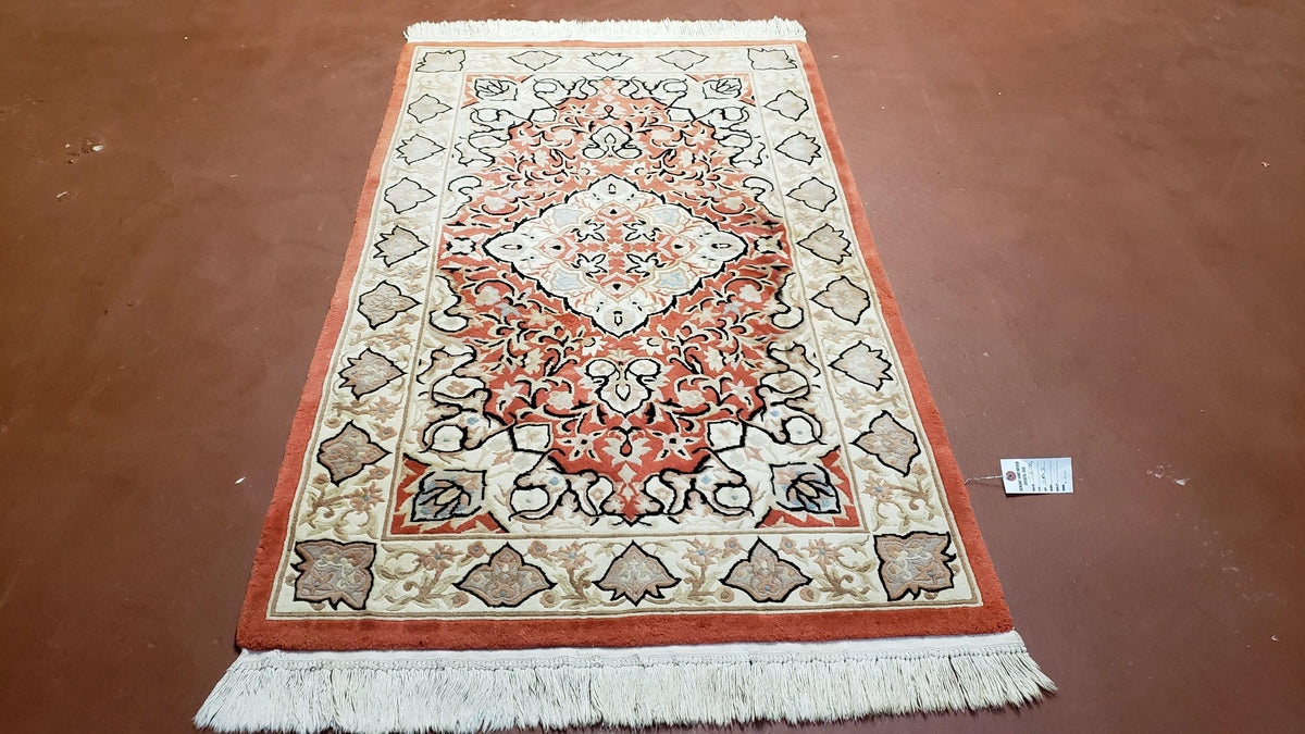 3x5 Red Chinese Plush Rug, Hand Knotted Soft Wool Carpet, Medallion Rug, Fine Vintage Rug, 120 Line, Small Area Rug - Jewel Rugs, view 2