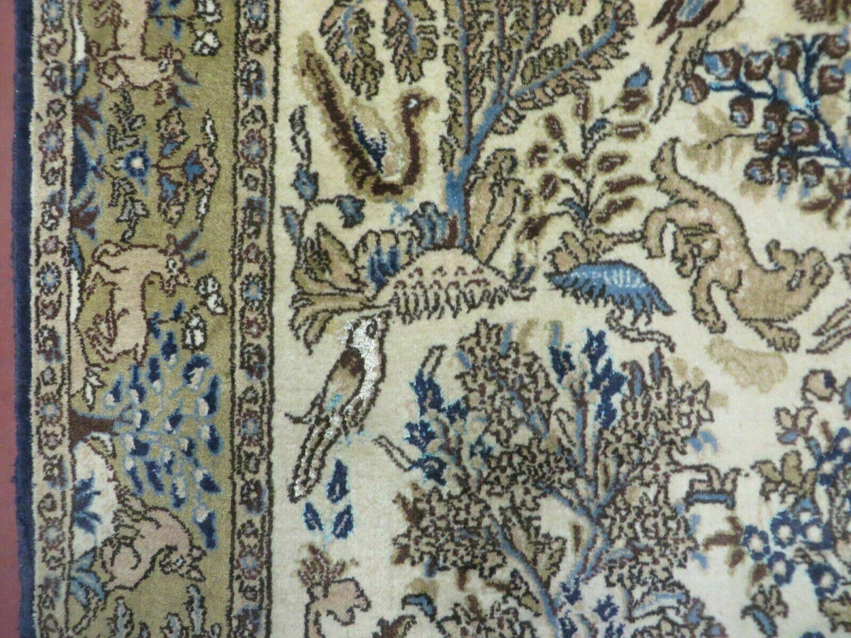 4' X 6 Handmade India Oriental Fine Pictorial Tree Of Life Wool Silk Rug Wow - Jewel Rugs, view 12