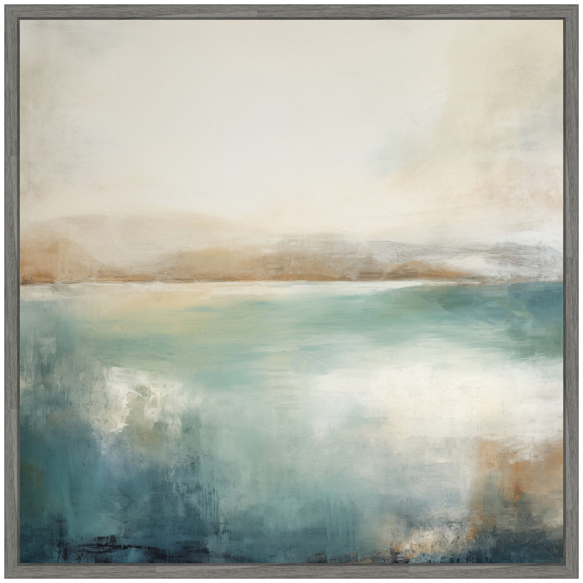 Sylvie Abstract Calming Lake Landscape Framed Canvas by The Creative Bunch Studio