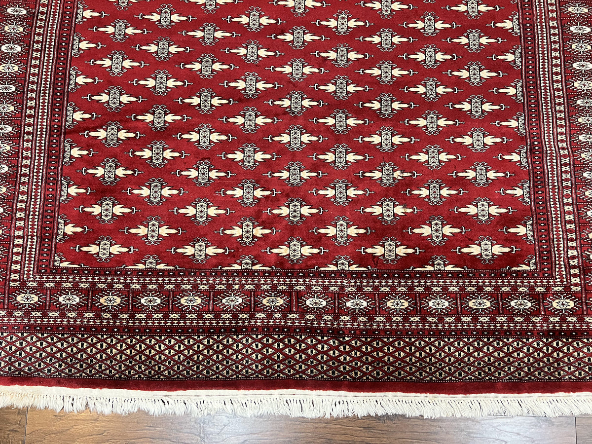 Pakistani Turkoman Bokhara Rug 6x9, Fine Wool Vintage Hand Knotted Handmade Yamud Oriental Carpet 6 x 9, Red Turkoman Rug, Tribal Rug - Jewel Rugs, view 5