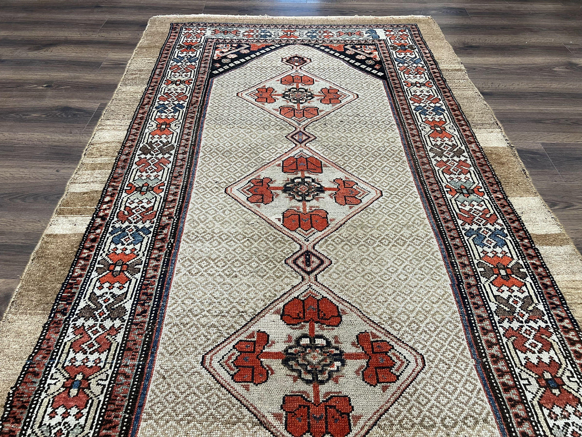 Rare Persian Sarab Tribal Runner Rug 4 x 10, Antique, Geometric Medallions, Camel Hair Runner - Jewel Rugs, view 11