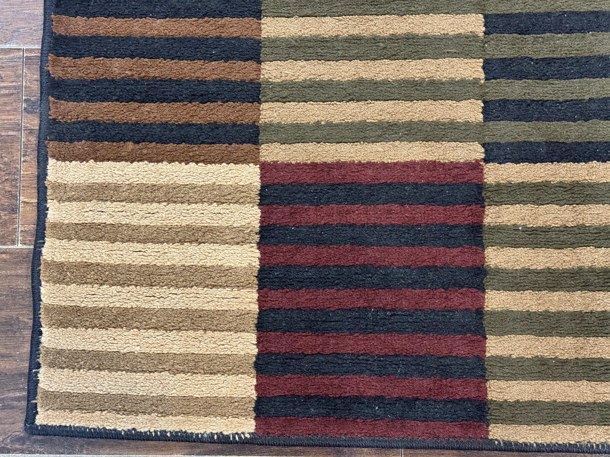 Vintage Power Loomed Rug 3.6 x 5, Brown Beige Black Tan, Box Design - Jewel Rugs, view 9
