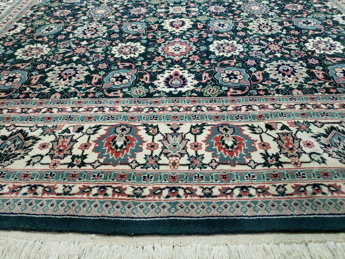 8' X 10' Handmade Indian Oriental Wool Rug Carpet Organic Dye Forest Green Nice - Jewel Rugs, view 5