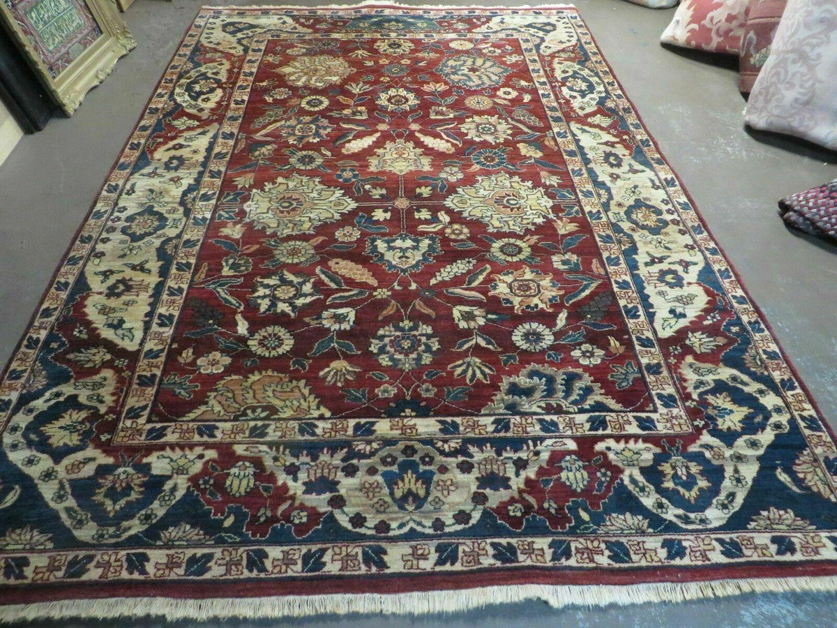 6' X 9' Vintage Handmade India Floral Oriental Wool Rug Vegetable Dyes Red Nice - Jewel Rugs, view 2