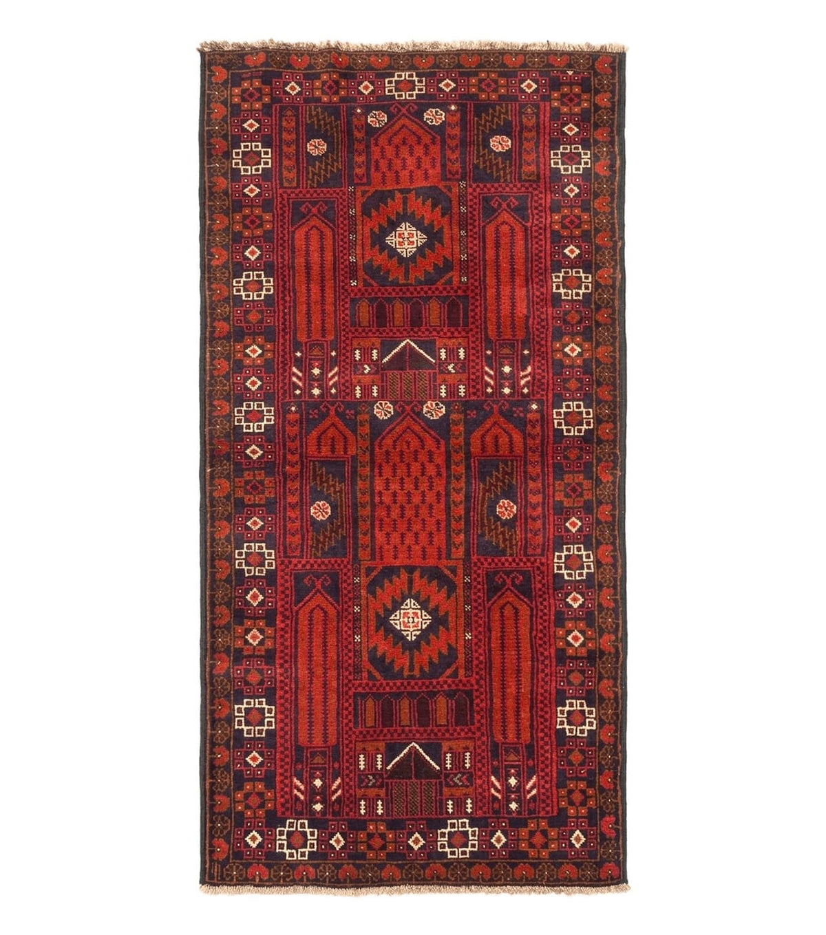 Afghan Rug 3x7, Balouch Carpet, Tribal Rug, Red, New - Jewel Rugs