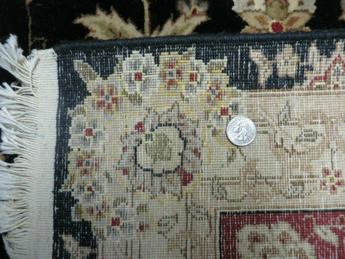 9' X 12' Vintage Handmade Fine Chinese Oriental Floral Wool Rug Silk Black - Jewel Rugs, view 11