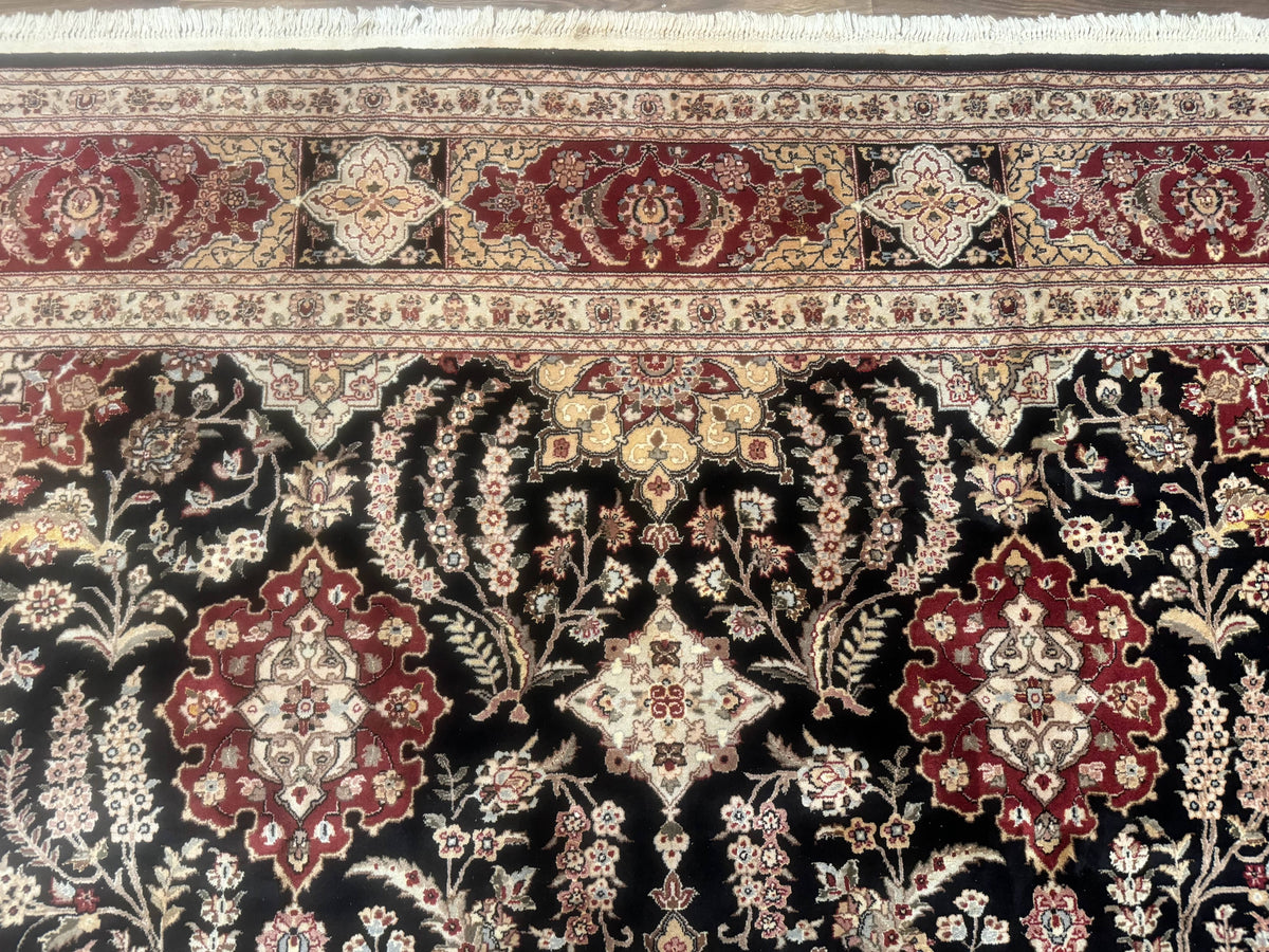 Sino Persian Rug 9x12, Black & Maroon, Wool and Silk, Allover Pattern - Jewel Rugs, view 3