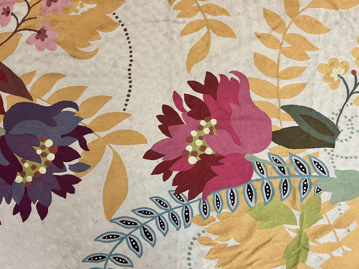 Indian Hand Stitched Rug 4x6, Floral, Silk, Large Floral Design - Jewel Rugs, view 5