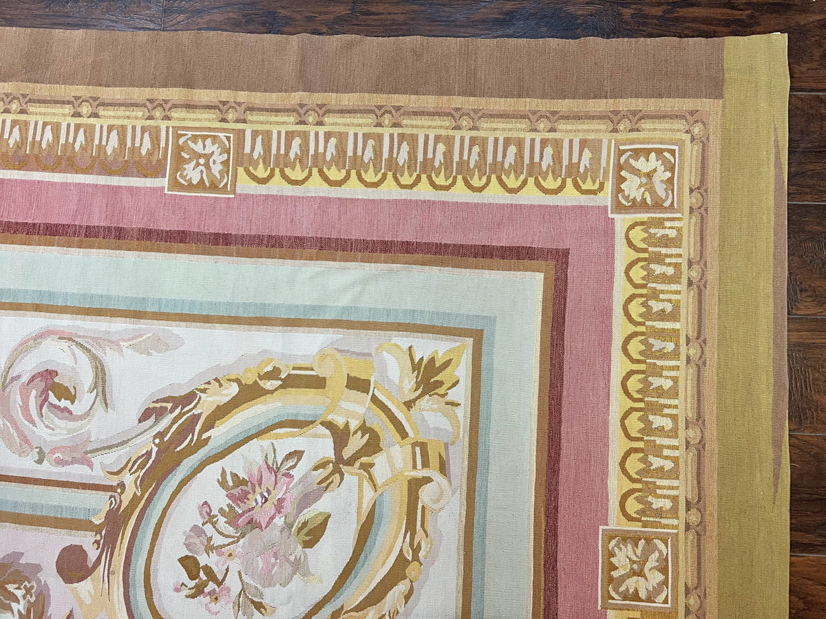 Large Aubusson Rug 11x15, Oversized Gallery Palace Size Flatweave Savonnerie Carpet 11 x 15 ft, Wool Handmade Vintage Elegant European - Jewel Rugs, view 8