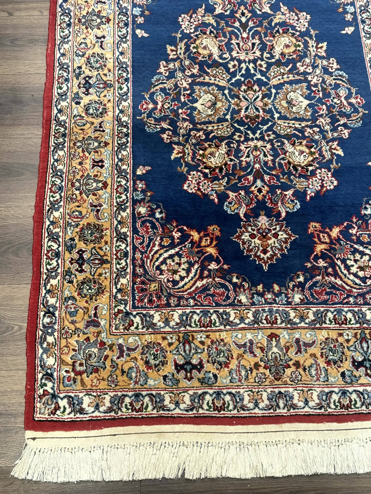 Blue Persian Qum Rug 3.6 x 5, Floral Medallion, Fine 310 KPSI - Jewel Rugs, view 8
