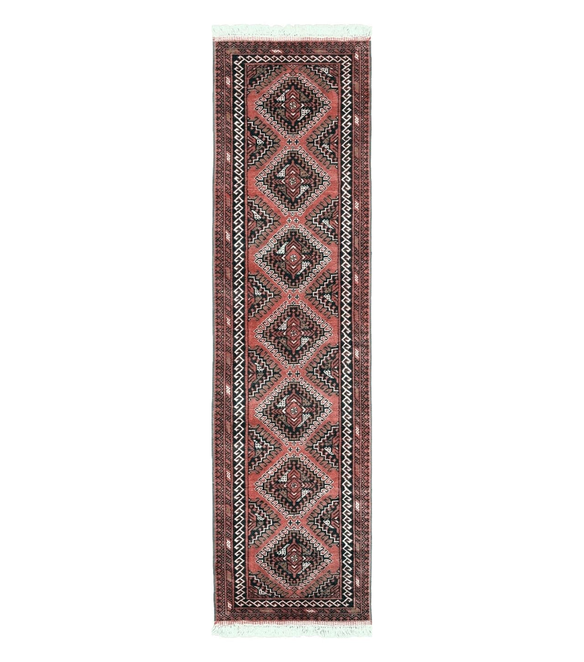 2' 5" X 9' Vintage Handmade Bokhara Red Turkoman Pakistani Wool Runner Rug Organic - Jewel Rugs