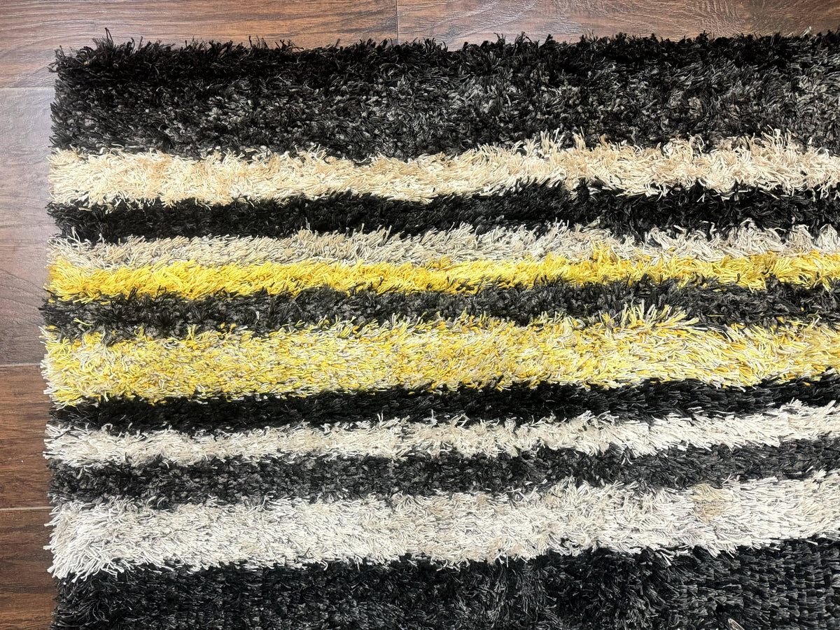 Shag Rug 5x8, Yellow Ivory Charcoal, Contemporary - Jewel Rugs, view 7