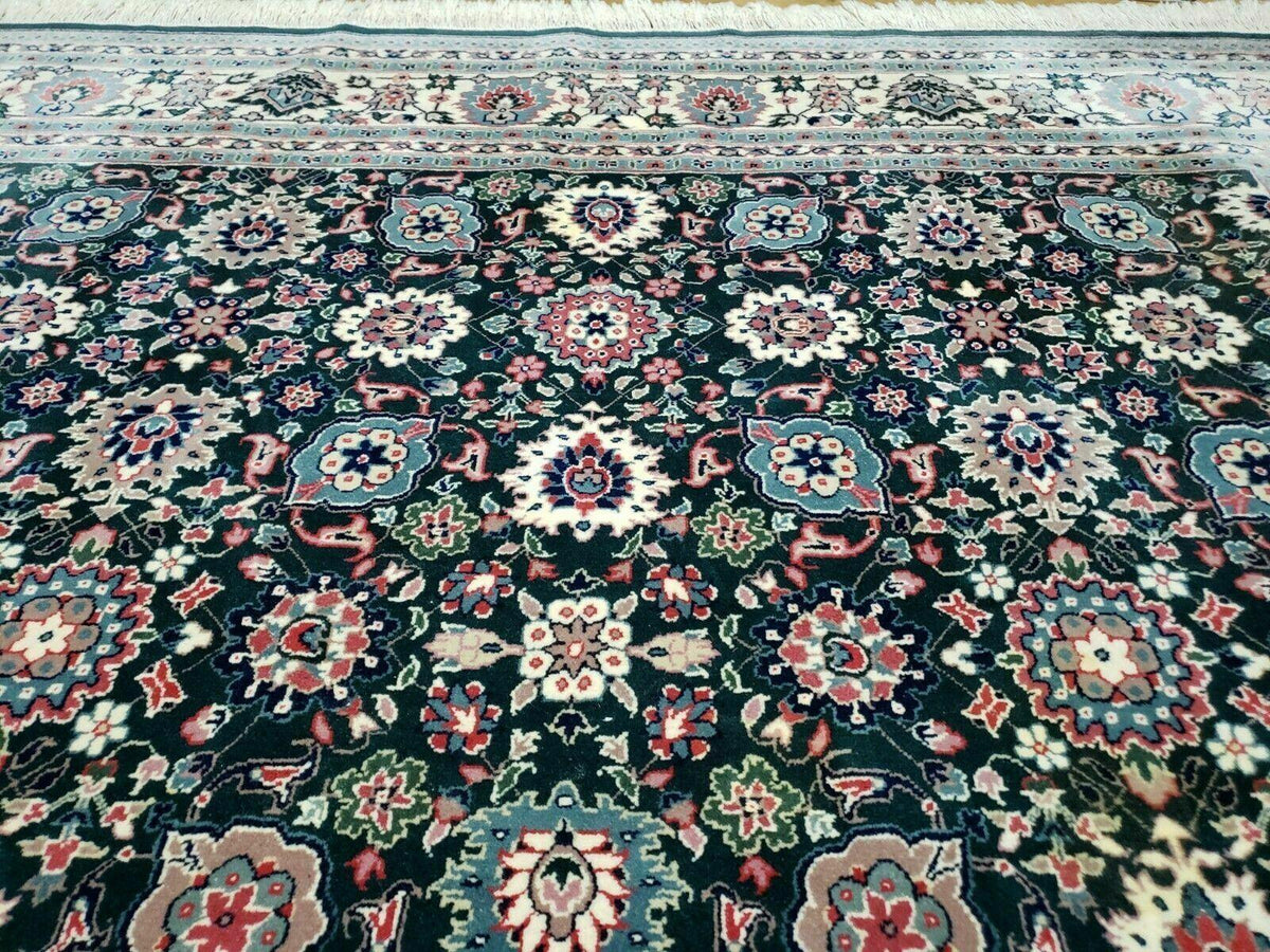 8' X 10' Handmade Indian Oriental Wool Rug Carpet Organic Dye Forest Green Nice - Jewel Rugs, view 11