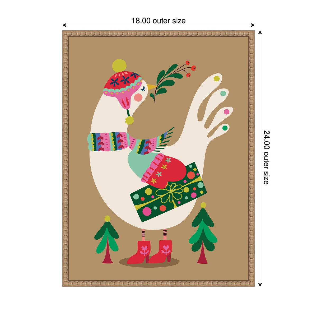 Sylvie Beaded Festive Dove Framed Canvas by Rachel Lee