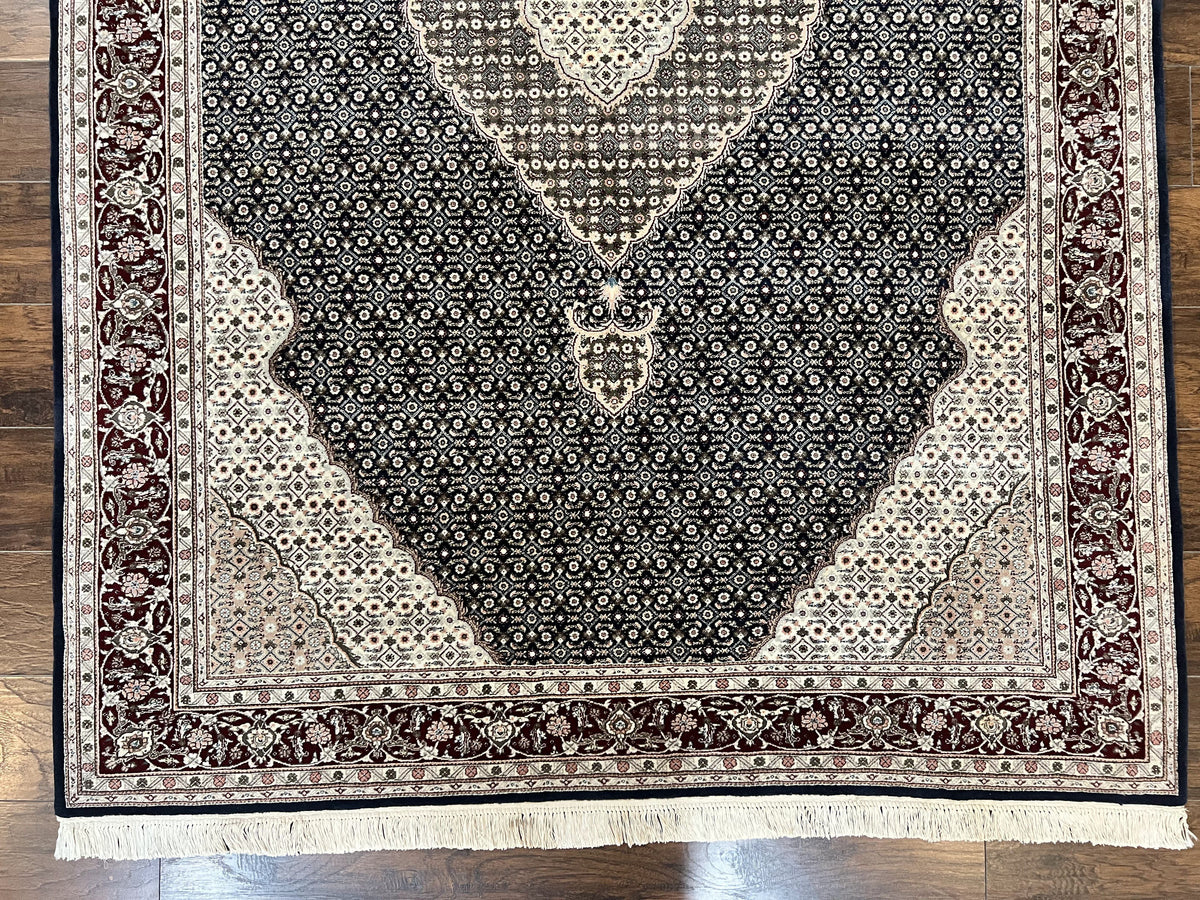 Sino Persian Rug 6x9, Herati Pattern, Vintage Handmade Hand Knotted Wool Oriental Carpet, Fine 6 x 9 Rug, Traditional Rug, Dark Blue Rug - Jewel Rugs, view 5