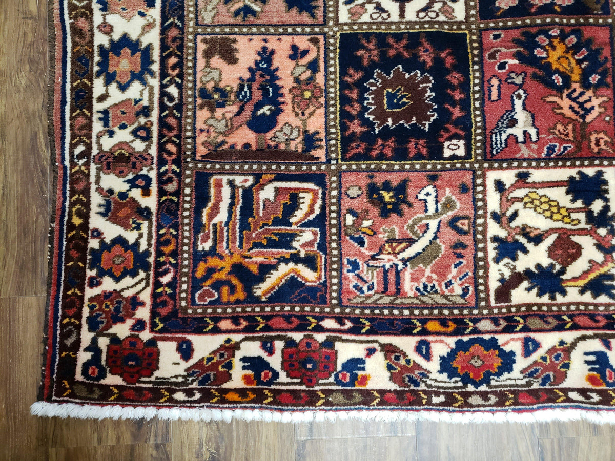 Antique Persian Bakhtiari Rug circa 1920s, Kheshti Panel Design, Wool, Hand-Knotted, 5'3" x 10' - Jewel Rugs, view 9
