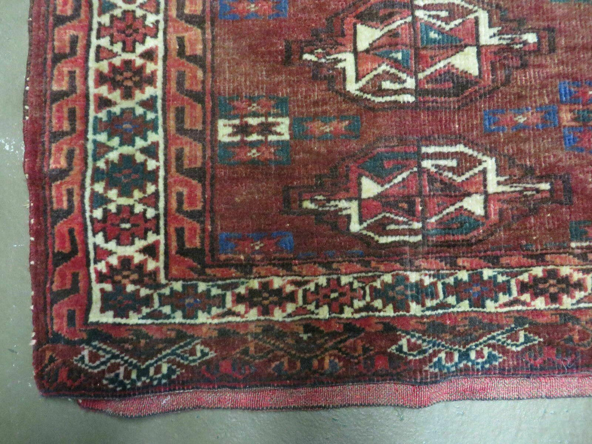 2.5' X 4' Antique Handmade Bokhara Turkoman Yamud Wool Rug Kilim Backing NICE - Jewel Rugs, view 5